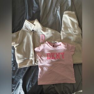 DKNY Pink and Cream Kids Hoodie and T-Shirt Set